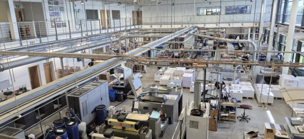 A photograph of the inside of a print workshop from above.